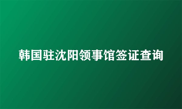 韩国驻沈阳领事馆签证查询