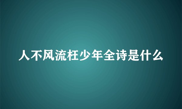 人不风流枉少年全诗是什么