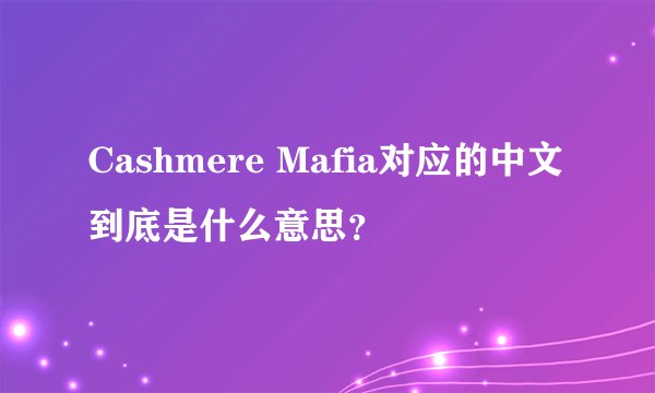 Cashmere Mafia对应的中文到底是什么意思？
