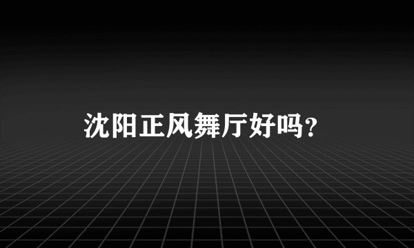 沈阳正风舞厅好吗？