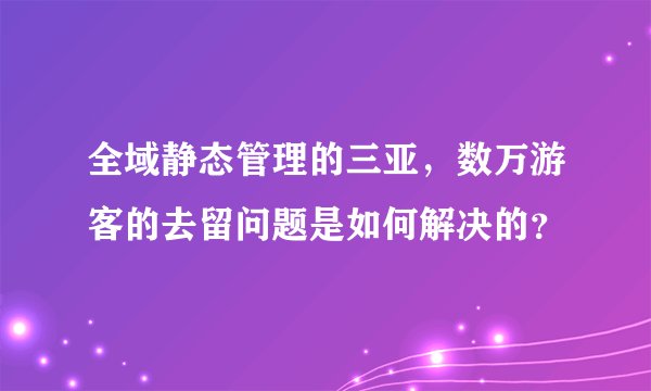 全域静态管理的三亚，数万游客的去留问题是如何解决的？