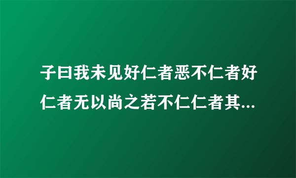 子曰我未见好仁者恶不仁者好仁者无以尚之若不仁仁者其为仁矣不是不仁者加乎其