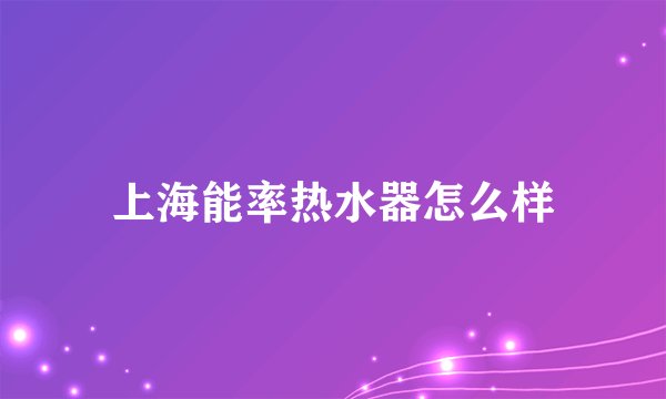 上海能率热水器怎么样