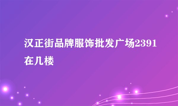 汉正街品牌服饰批发广场2391在几楼