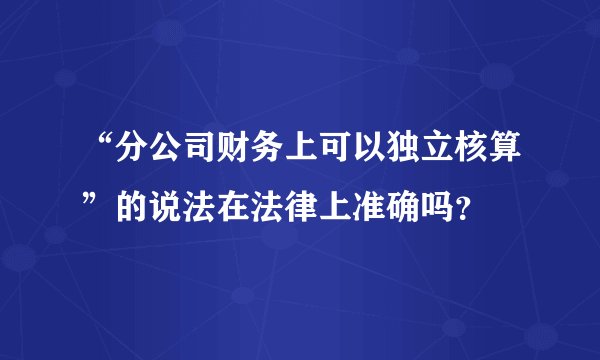 “分公司财务上可以独立核算”的说法在法律上准确吗？