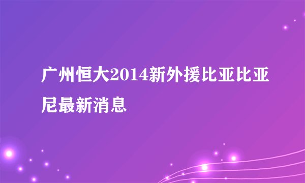 广州恒大2014新外援比亚比亚尼最新消息