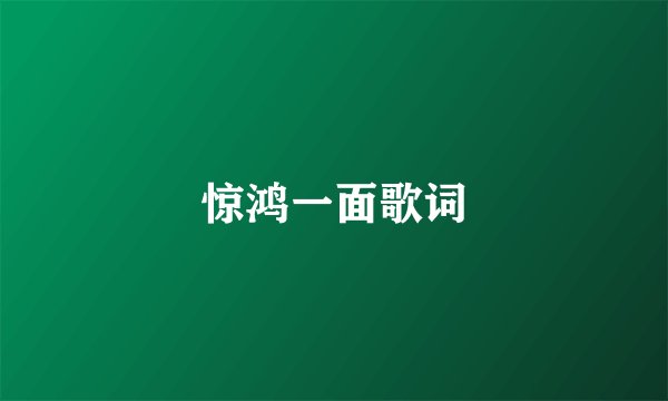 惊鸿一面歌词
