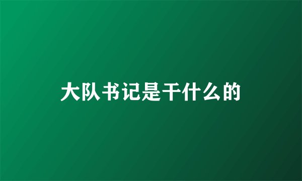 大队书记是干什么的