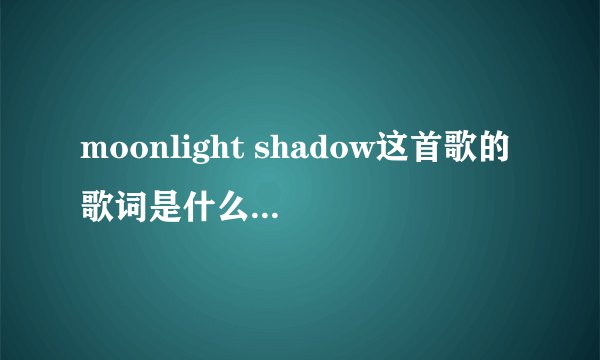 moonlight shadow这首歌的歌词是什么意思？是不是电影的主题曲