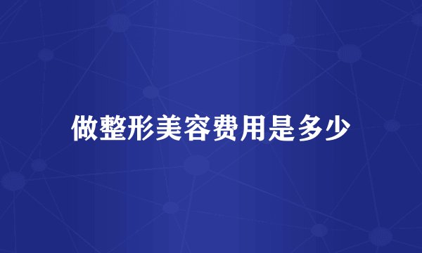 做整形美容费用是多少