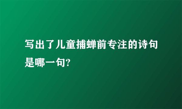写出了儿童捕蝉前专注的诗句是哪一句?