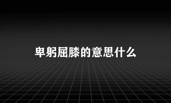 卑躬屈膝的意思什么