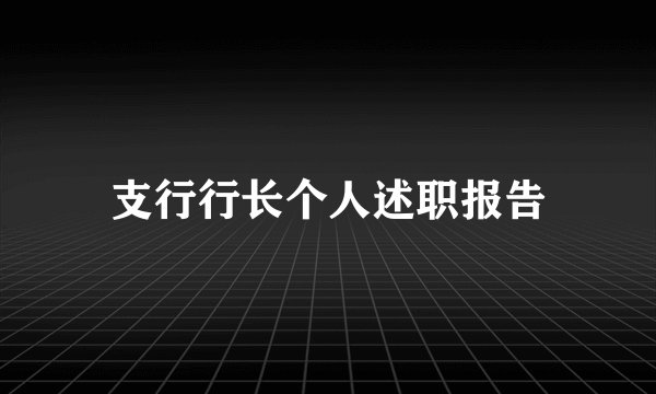 支行行长个人述职报告
