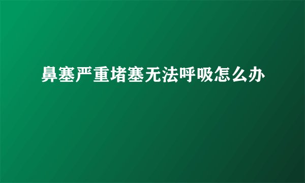 鼻塞严重堵塞无法呼吸怎么办