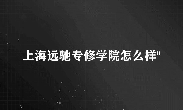 上海远驰专修学院怎么样