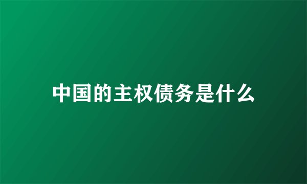 中国的主权债务是什么