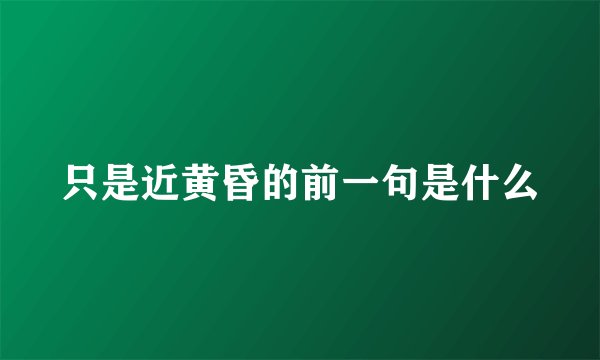 只是近黄昏的前一句是什么