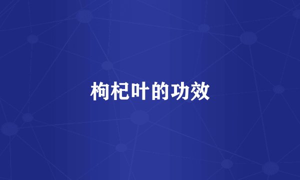 枸杞叶的功效