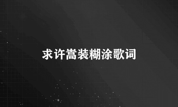 求许嵩装糊涂歌词