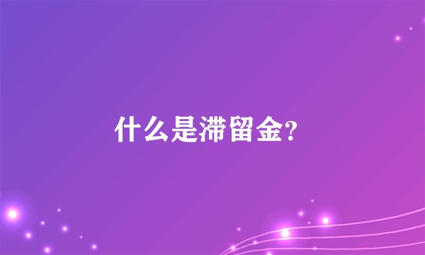 什么是滞留金？