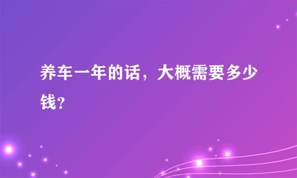 养车一年的话，大概需要多少钱？
