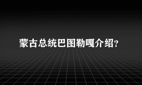 蒙古总统巴图勒嘎介绍？