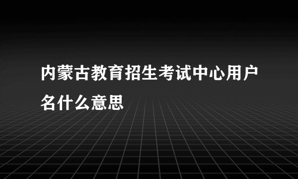 内蒙古教育招生考试中心用户名什么意思