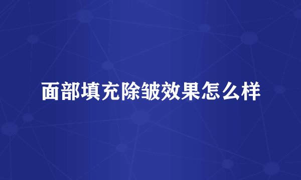 面部填充除皱效果怎么样