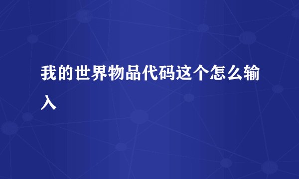 我的世界物品代码这个怎么输入