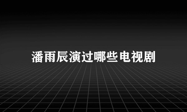 潘雨辰演过哪些电视剧
