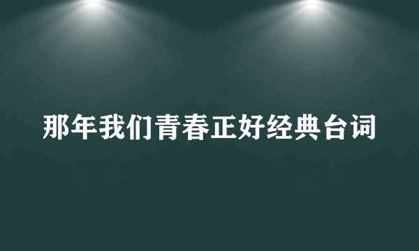 那年我们青春正好经典台词