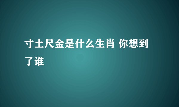 寸土尺金是什么生肖 你想到了谁