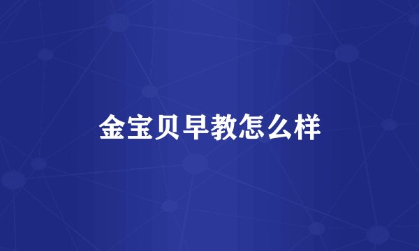 金宝贝早教怎么样