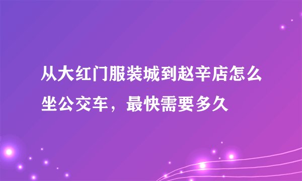 从大红门服装城到赵辛店怎么坐公交车，最快需要多久