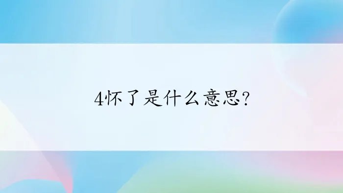 4怀了是什么意思？
