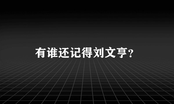 有谁还记得刘文亨?