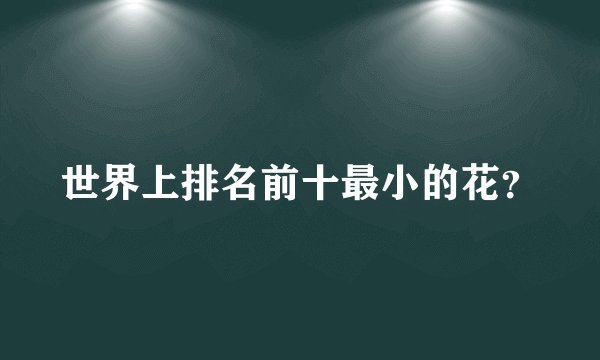 世界上排名前十最小的花？