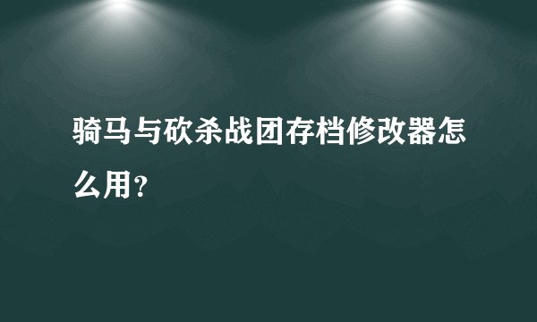 骑马与砍杀战团存档修改器怎么用？