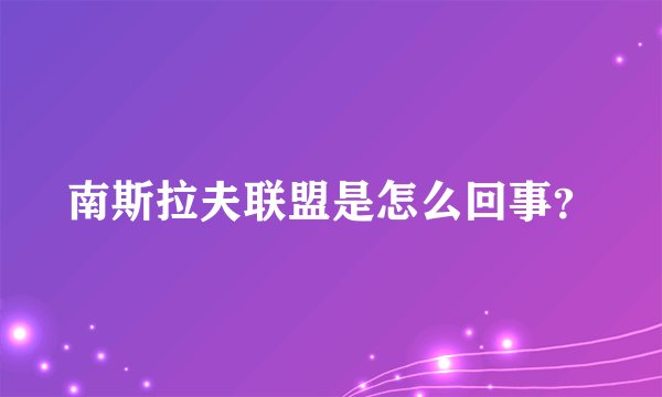 南斯拉夫联盟是怎么回事？