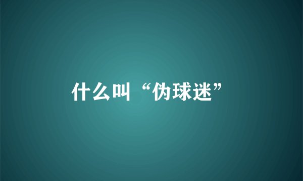 什么叫“伪球迷”