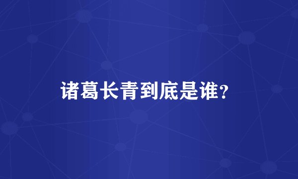 诸葛长青到底是谁?