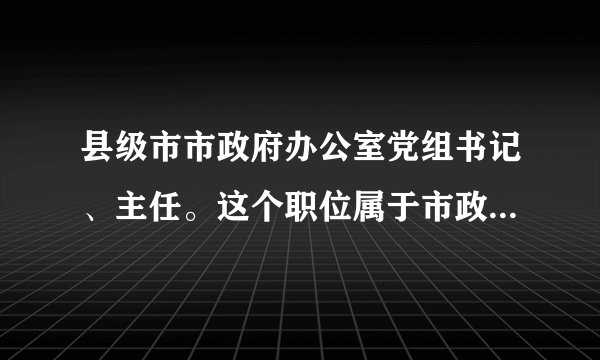 县级市市政府办公室党组书记、主任。这个职位属于市政府党组成员吗？属于领导职务还是非领导职务？
