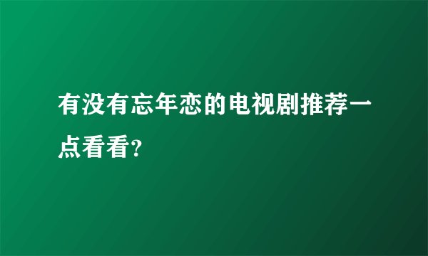有没有忘年恋的电视剧推荐一点看看？