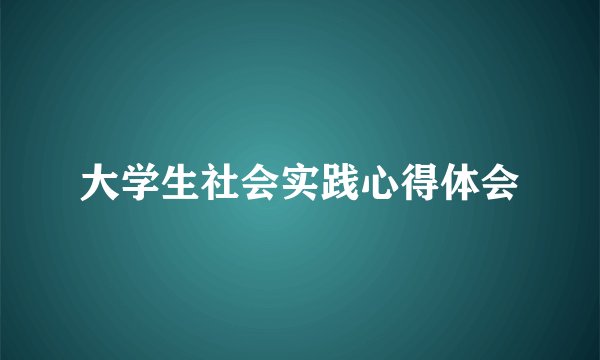 大学生社会实践心得体会
