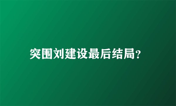 突围刘建设最后结局？