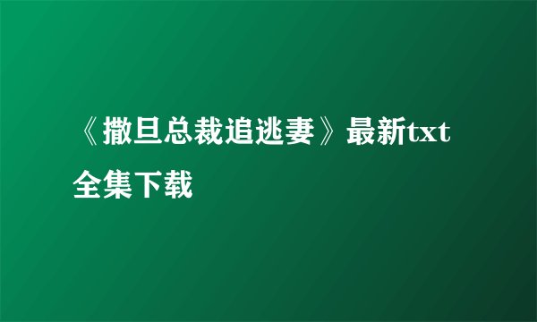 《撒旦总裁追逃妻》最新txt全集下载