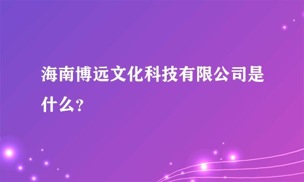 海南博远文化科技有限公司是什么？
