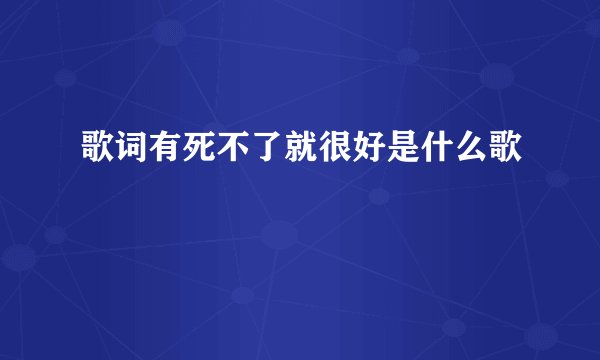歌词有死不了就很好是什么歌