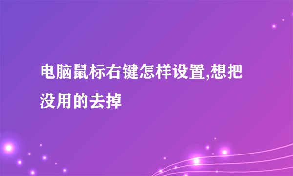电脑鼠标右键怎样设置,想把没用的去掉
