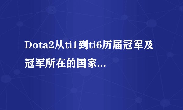 Dota2从ti1到ti6历届冠军及冠军所在的国家有哪些？
